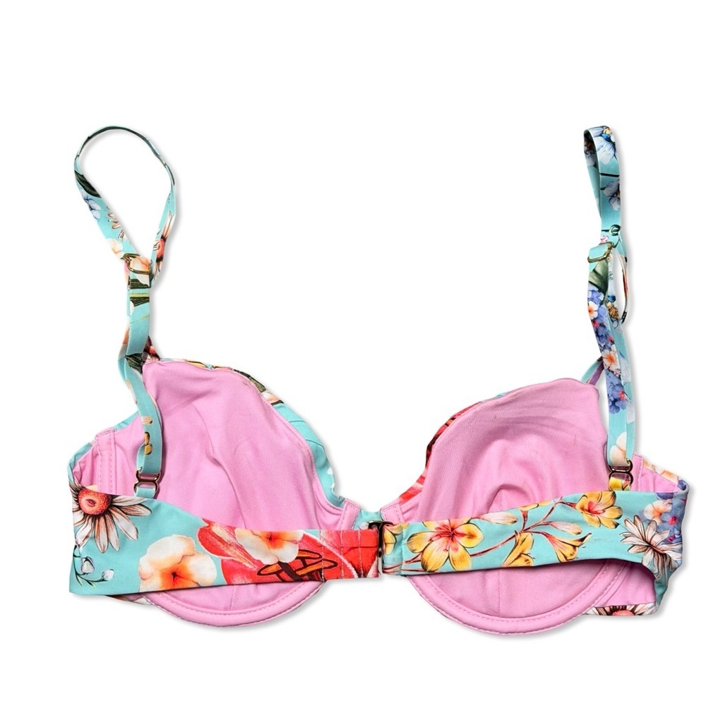 Agua Bendita REVOLVE Karin Underwire Top Aqua Floral Print bikini swimsuit M - Picture 6 of 8